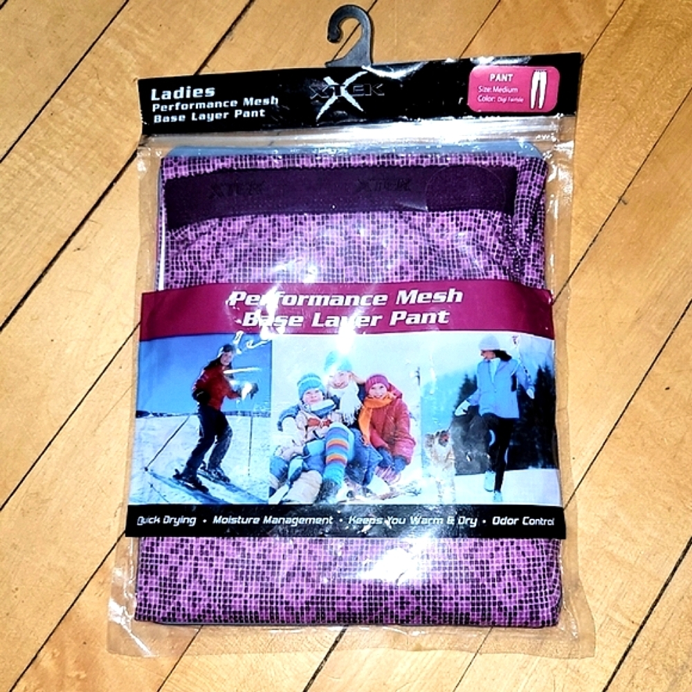 XTek NEW Purple Performance Mesh Base Layer Pant Thermal Legging - SIZE MEDIUM